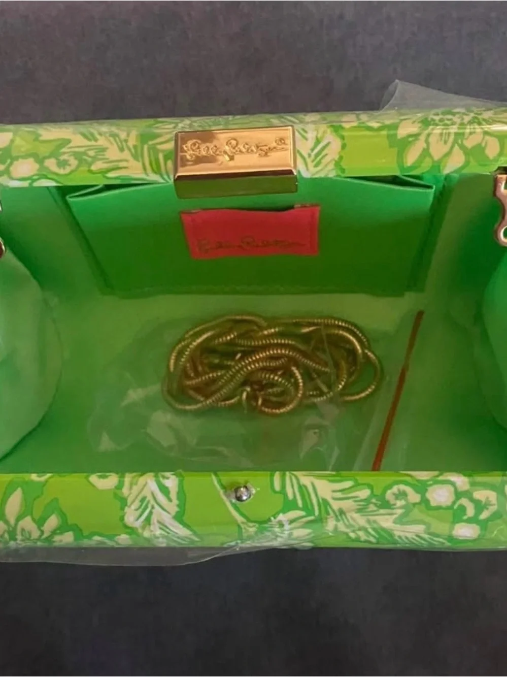 BNWT Lilly Pulitzer Hardshell Clutch In Limeade It's A Spring Thing...